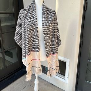 Anthropology Angel of the North Fringe Knitted Shawl Wrap NWT